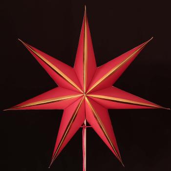 SAPHIR Rot/Gold - Faltbarer Leuchtstern, Weihnachtsstern aus Papier mit 7 Zacken, 60 cm